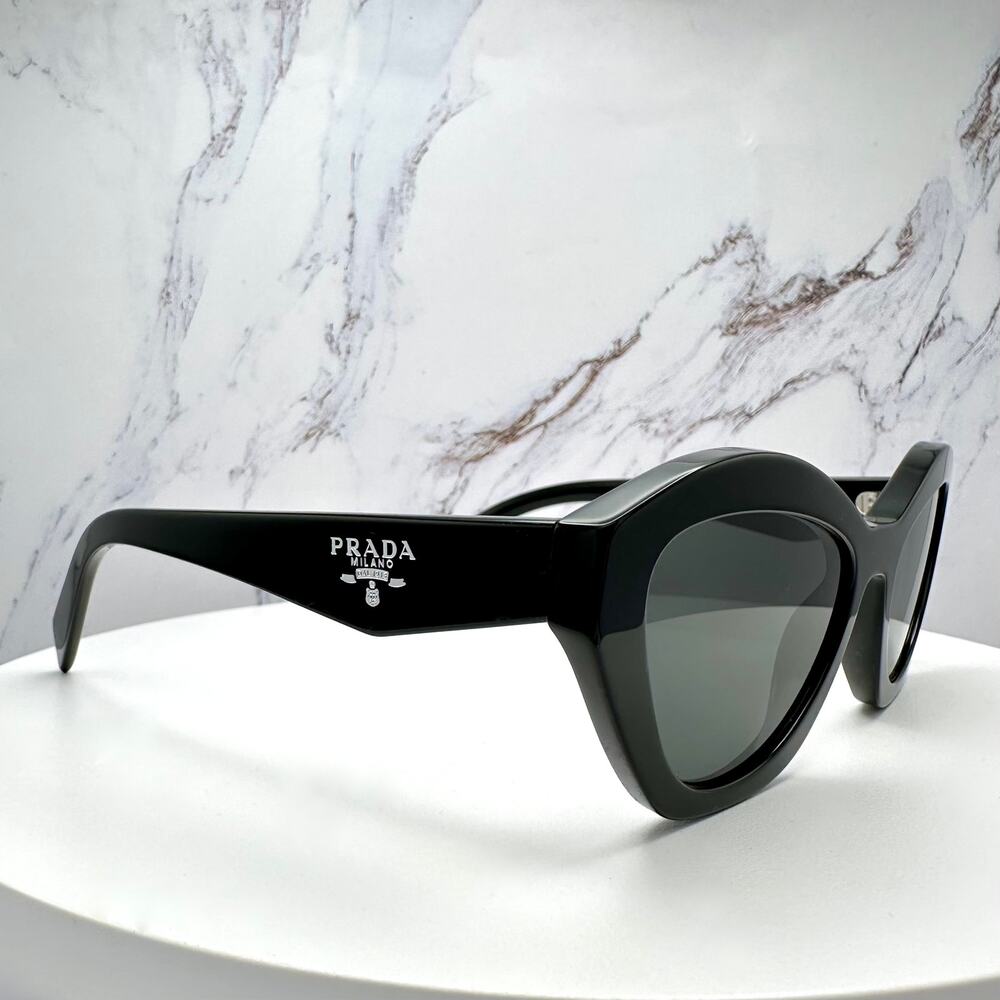 New PRADA Sunglasses Black Butterfly Cat Eye Logo Symbole Logo New - Picture 6 of 16